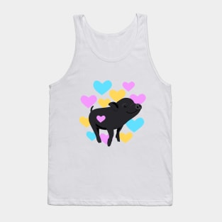 Black Pig With Hearts Tank Top